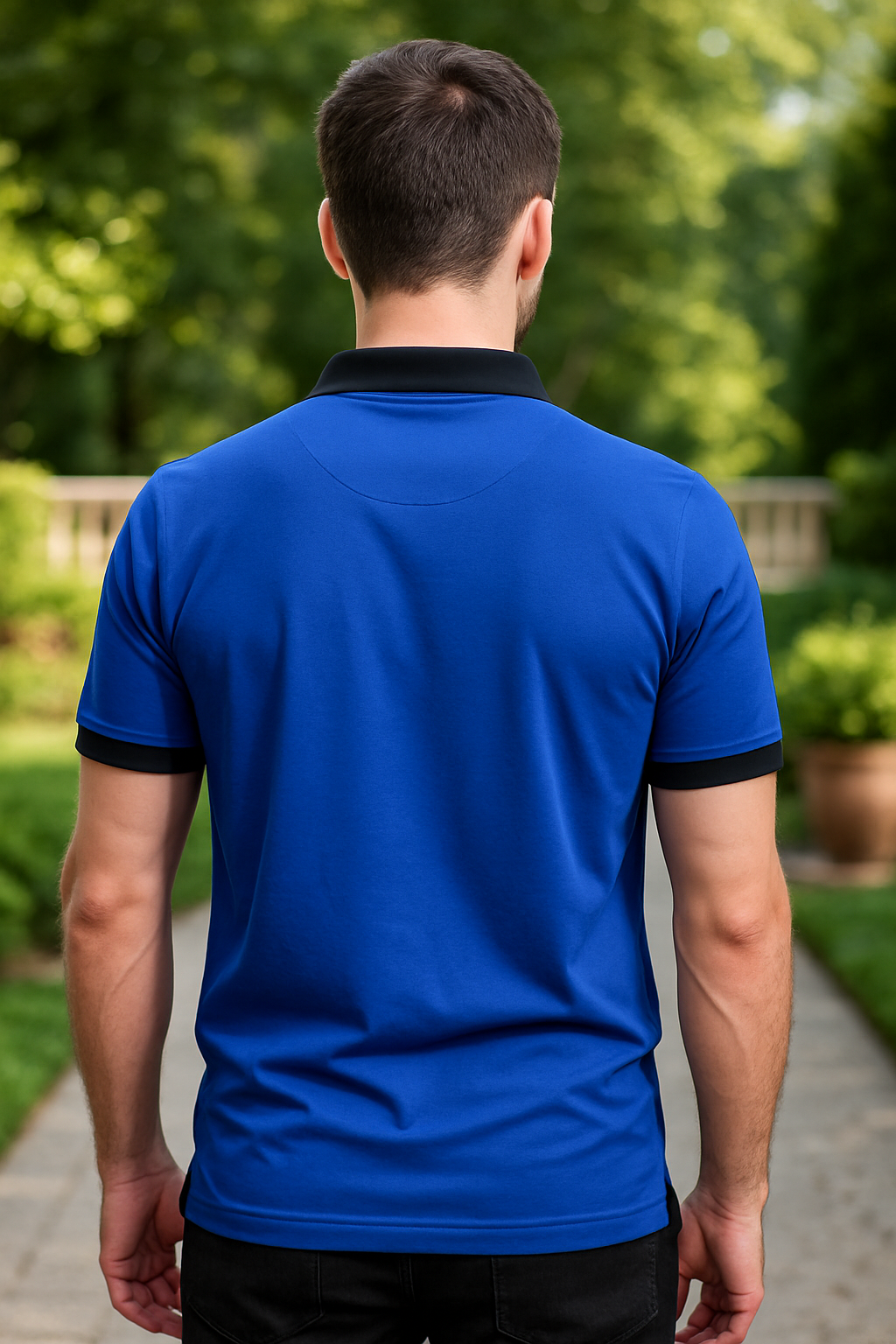 Men Polo Neck Blue T-Shirt