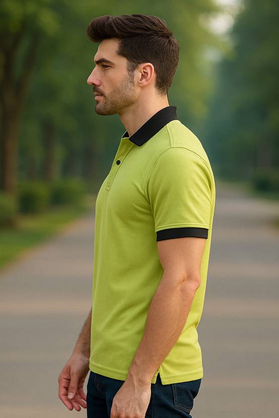 Men Polo Neck Green T-Shirt