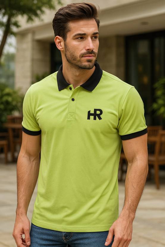 Men Polo Neck Green T-Shirt