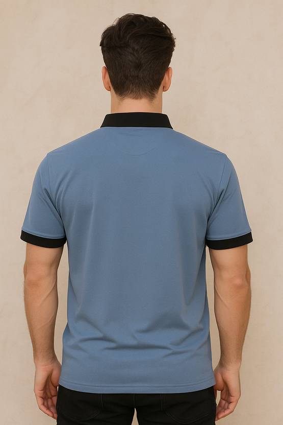 Men Polo Neck Light Blue T-Shirt