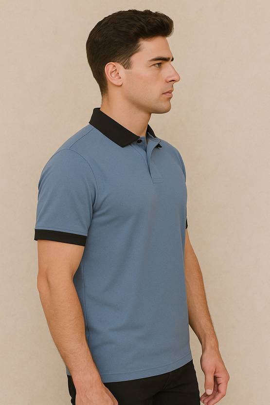 Men Polo Neck Light Blue T-Shirt