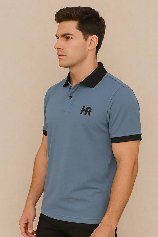 Men Polo Neck Light Blue T-Shirt