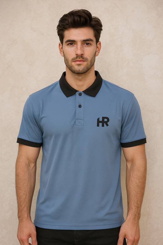 Men Polo Neck Light Blue T-Shirt