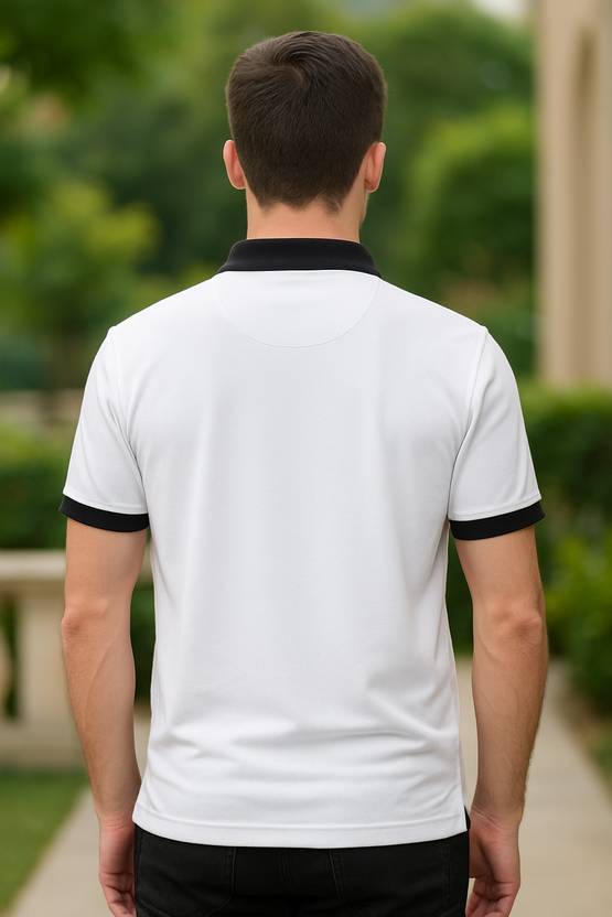 Men Polo Neck White T-Shirt