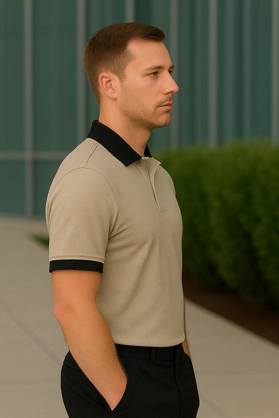 Men Polo Neck Brown T-Shirt