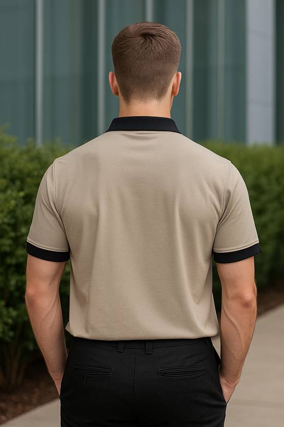 Men Polo Neck Brown T-Shirt