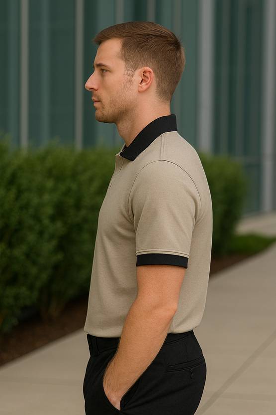 Men Polo Neck Brown T-Shirt