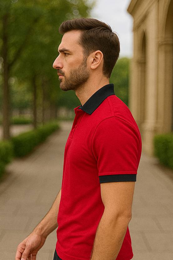 Men Polo Neck Red T-Shirt