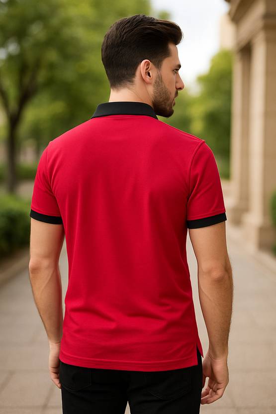 Men Polo Neck Red T-Shirt