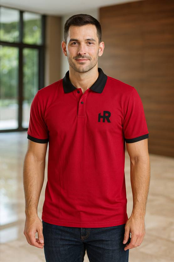 Men Polo Neck Red T-Shirt