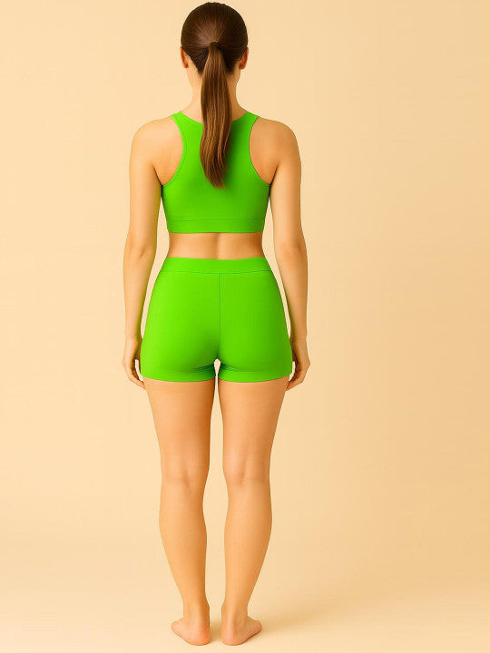 Women Combed Cotton Mid-Rise Lite Green  Boy Shorts Briefs