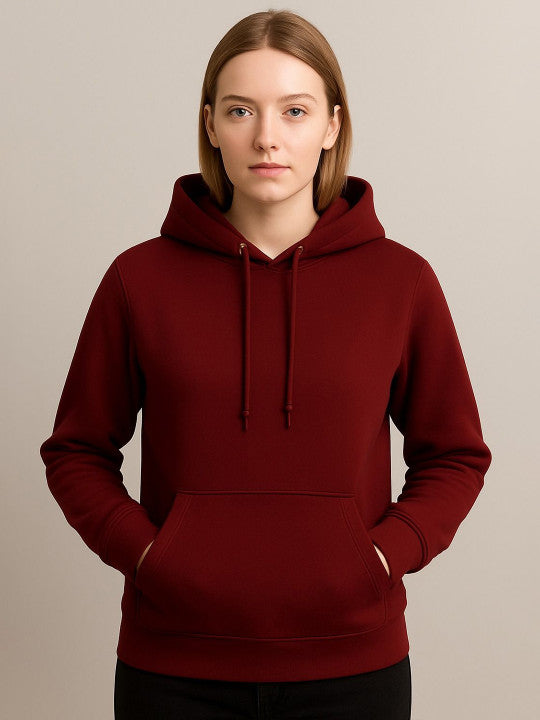 Women Hooded  Maroon Sweatshirt