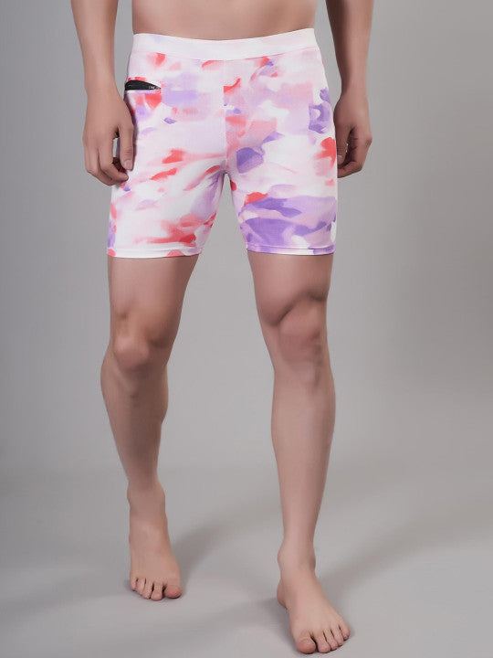 Men Printed Swim Shorts with Key Pocket