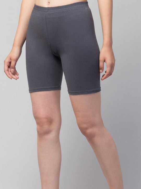 Women Solid Grey  Mid-Rise Gym Short