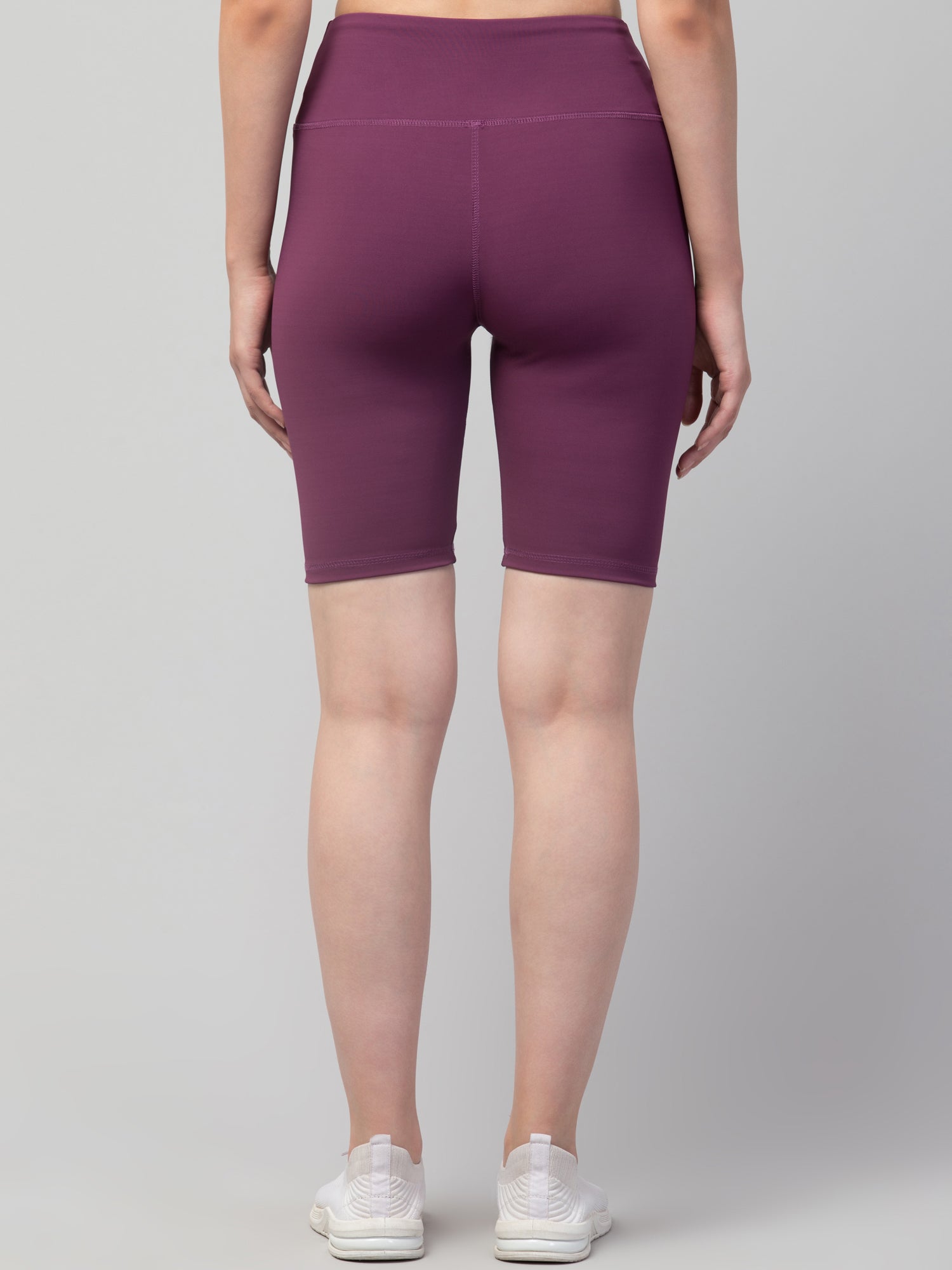 Women Solid Purple Skinny Fit High-rise Cycling Sports Shorts