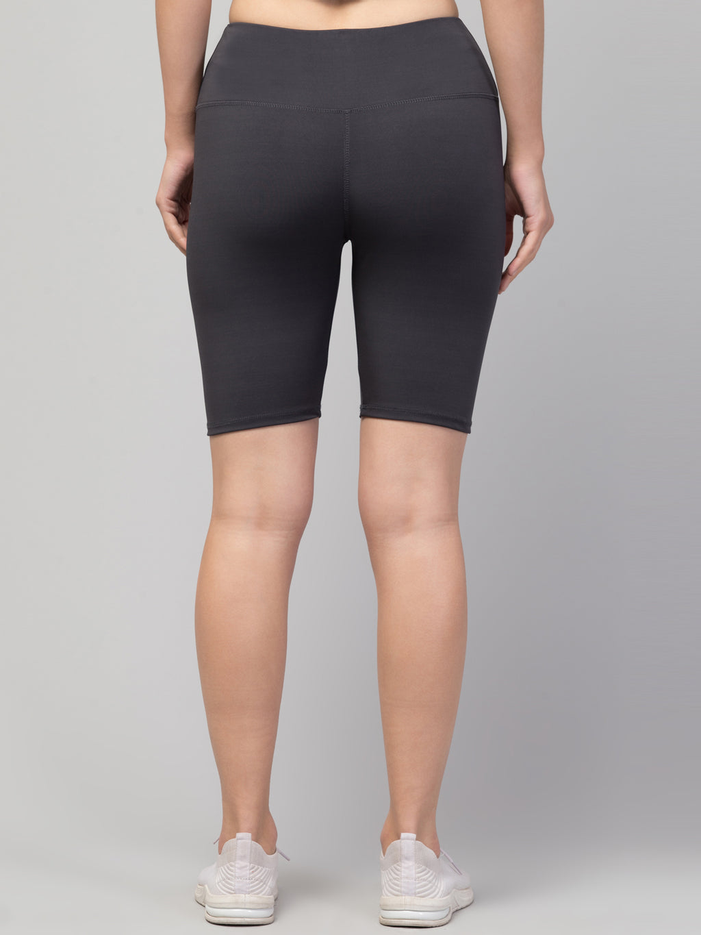Women Solid Dark Grey Skinny Fit High-rise Cycling Sports Shorts