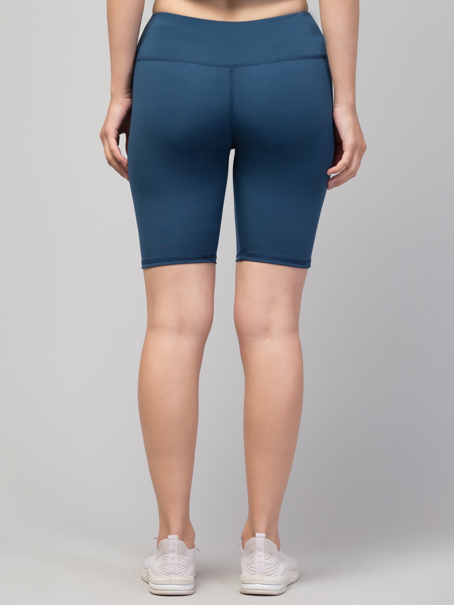 Women Solid Air Force Skinny Fit High-rise Cycling Sports Shorts