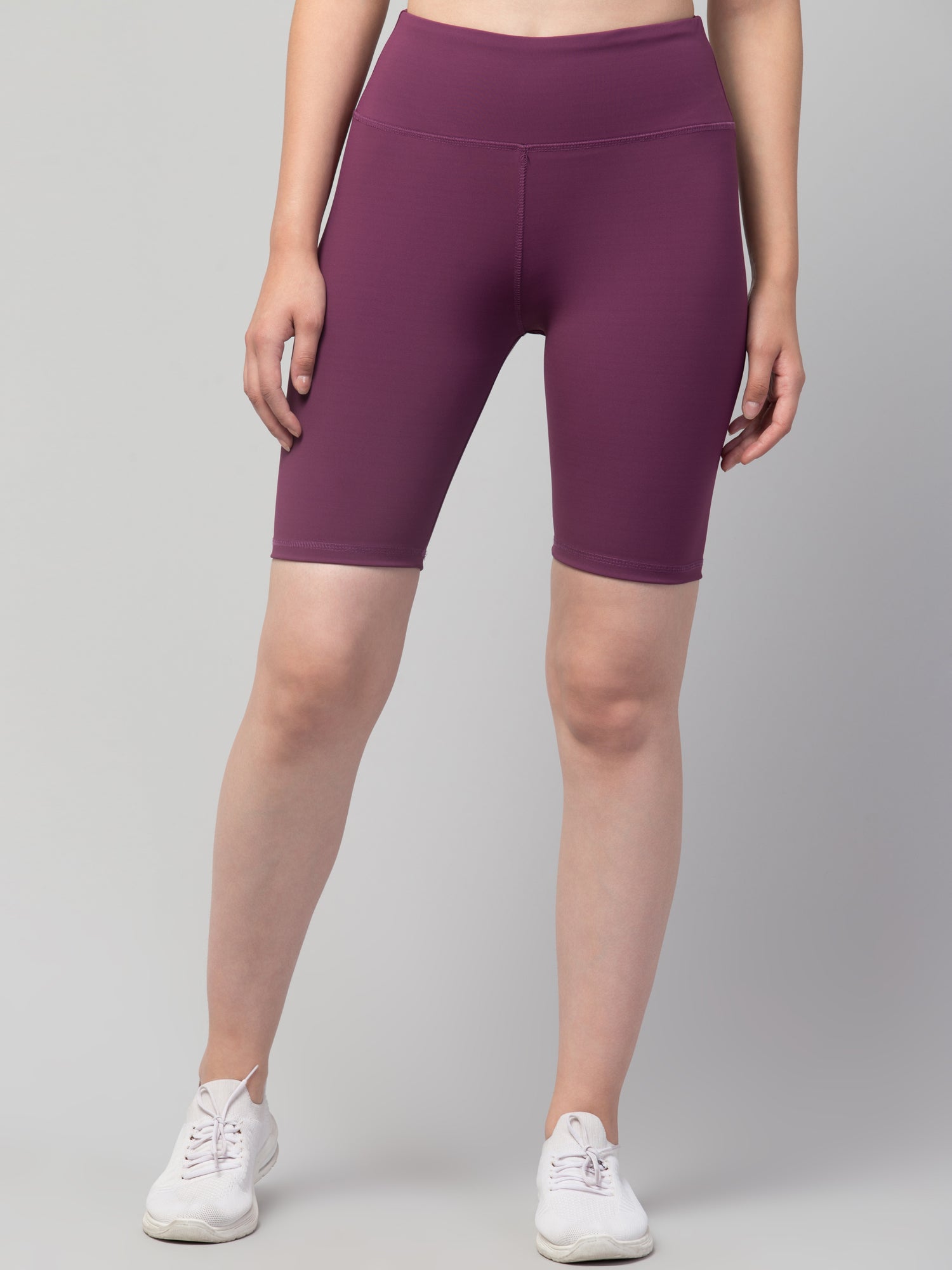 Women Solid Purple Skinny Fit High-rise Cycling Sports Shorts