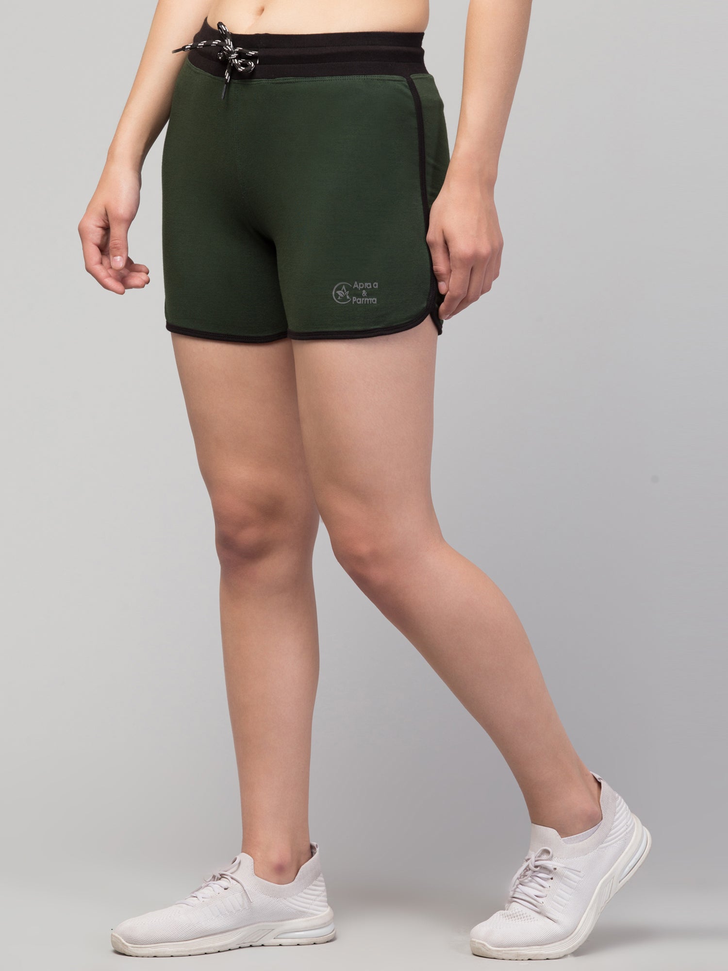 Women Solid Hot Olive Shorts