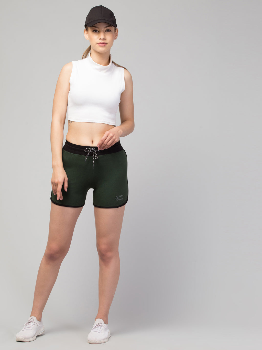 Women Solid Hot Olive Shorts