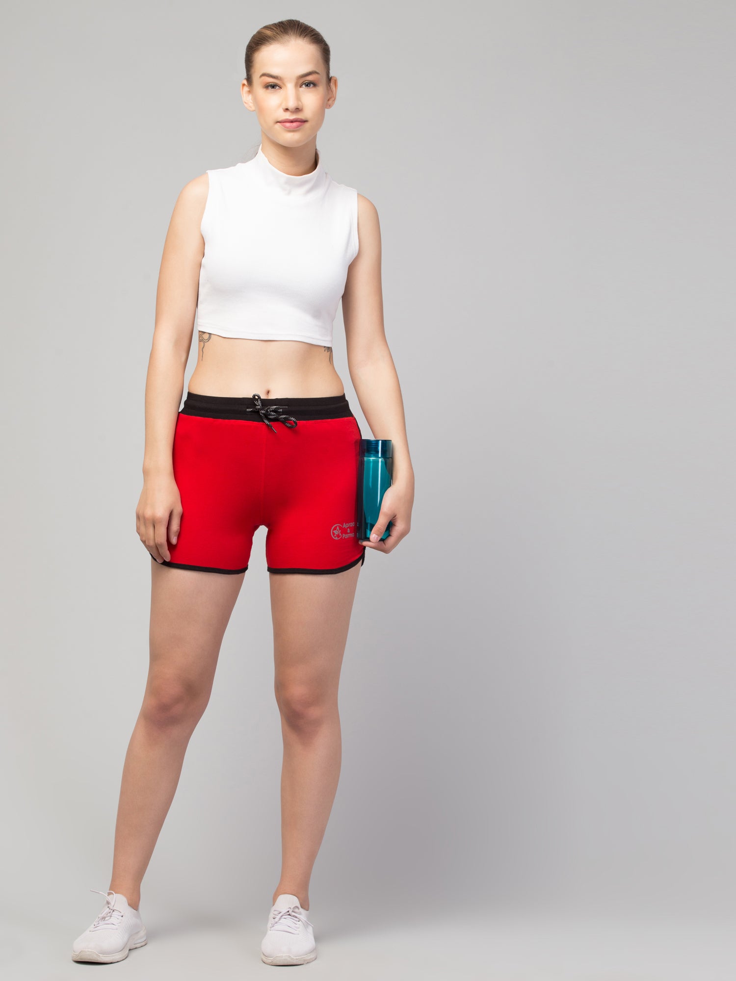 Women Solid Hot Red Shorts