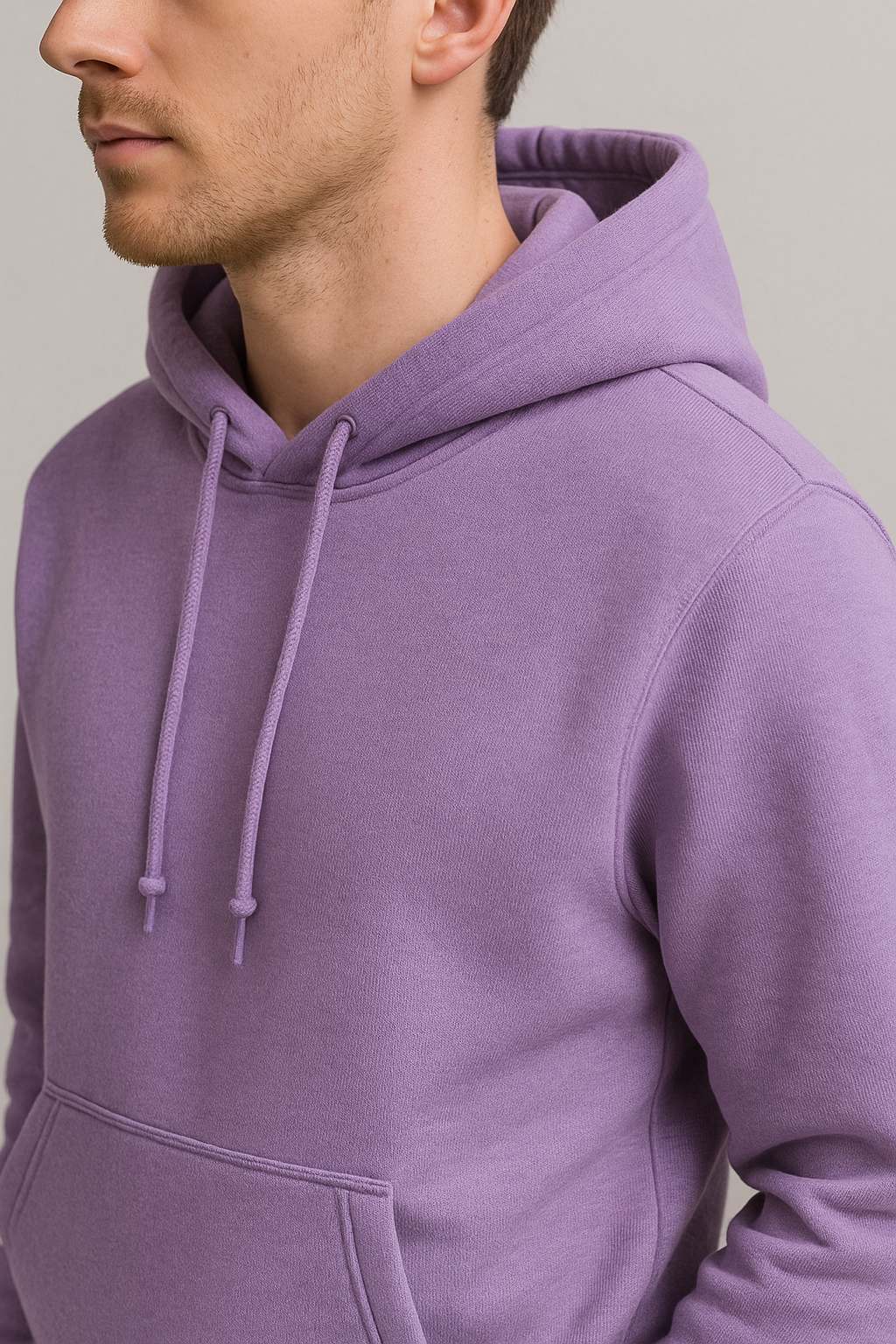 Men Hooded Long Sleeves Purple Sweatshirt