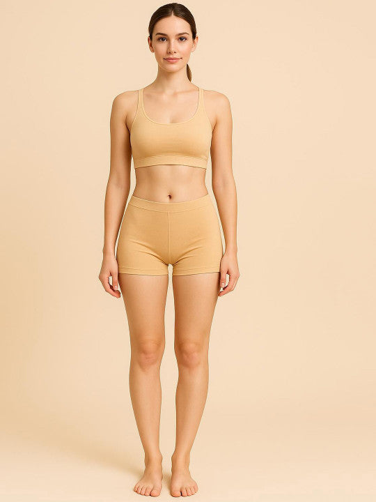 Women Combed Cotton Mid-Rise Skin  Boy Shorts Briefs