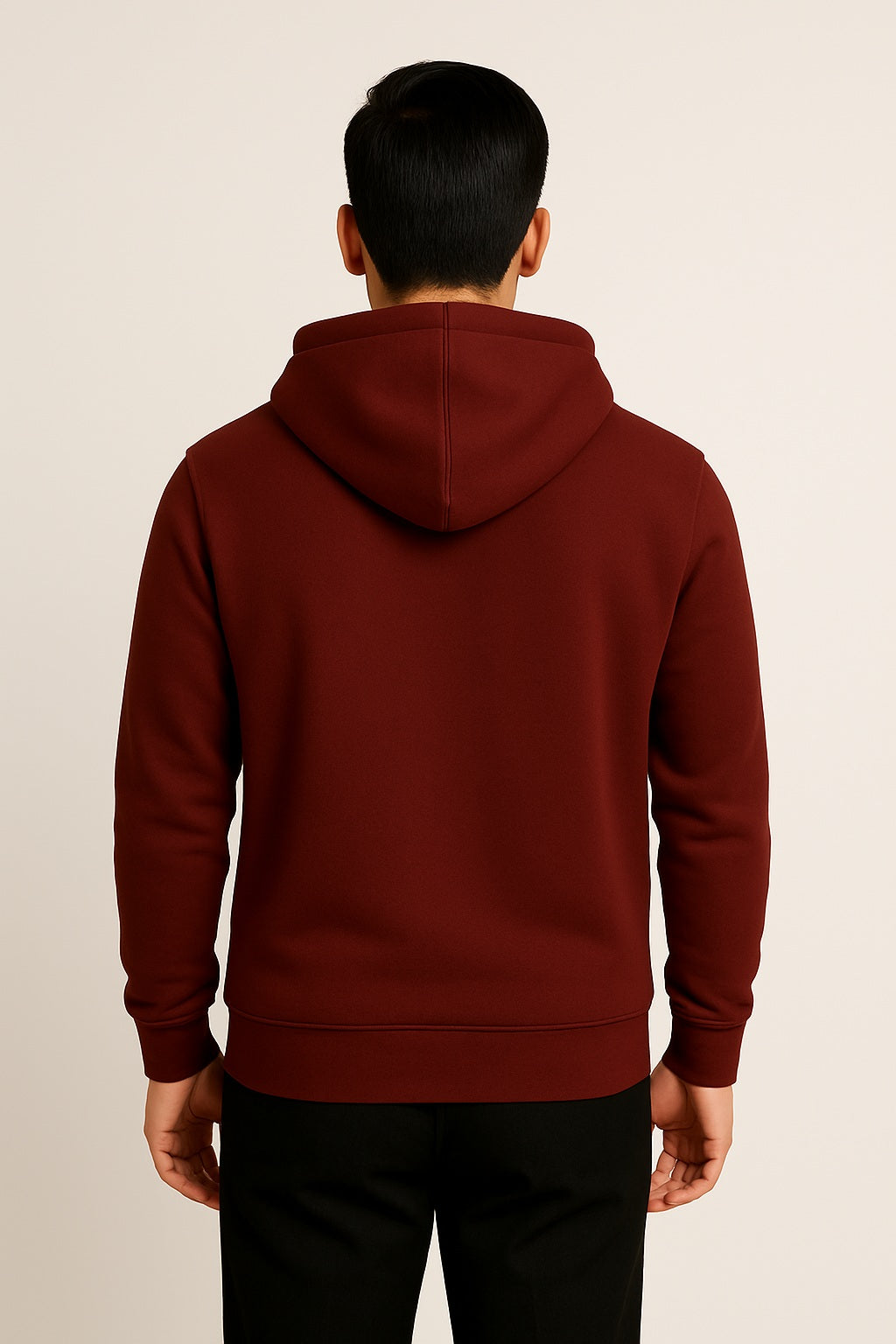 Men Hooded Long Sleeves Maroon  Sweatshirt