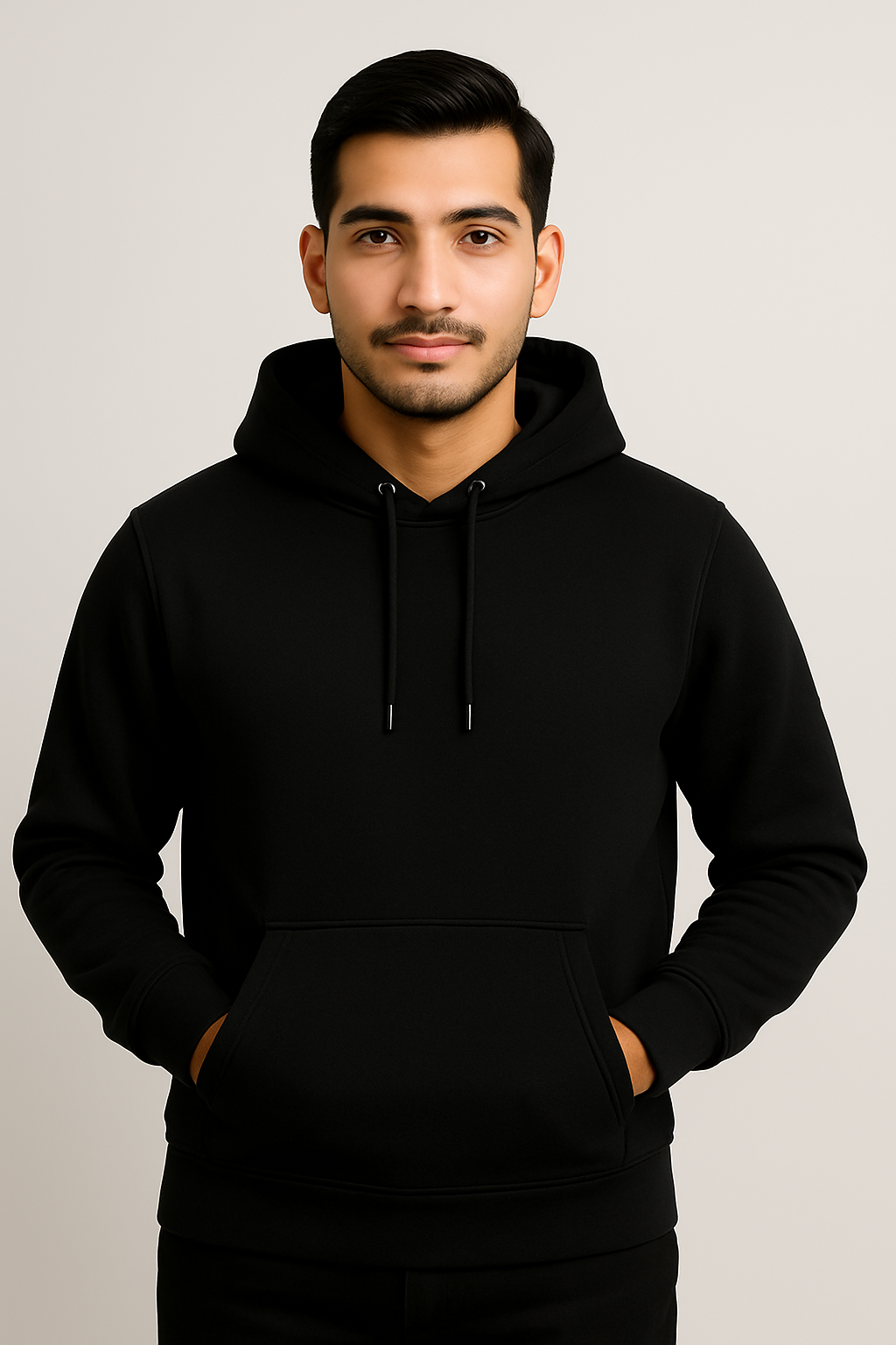 Men Hooded Long Sleeves Black Sweatshirt