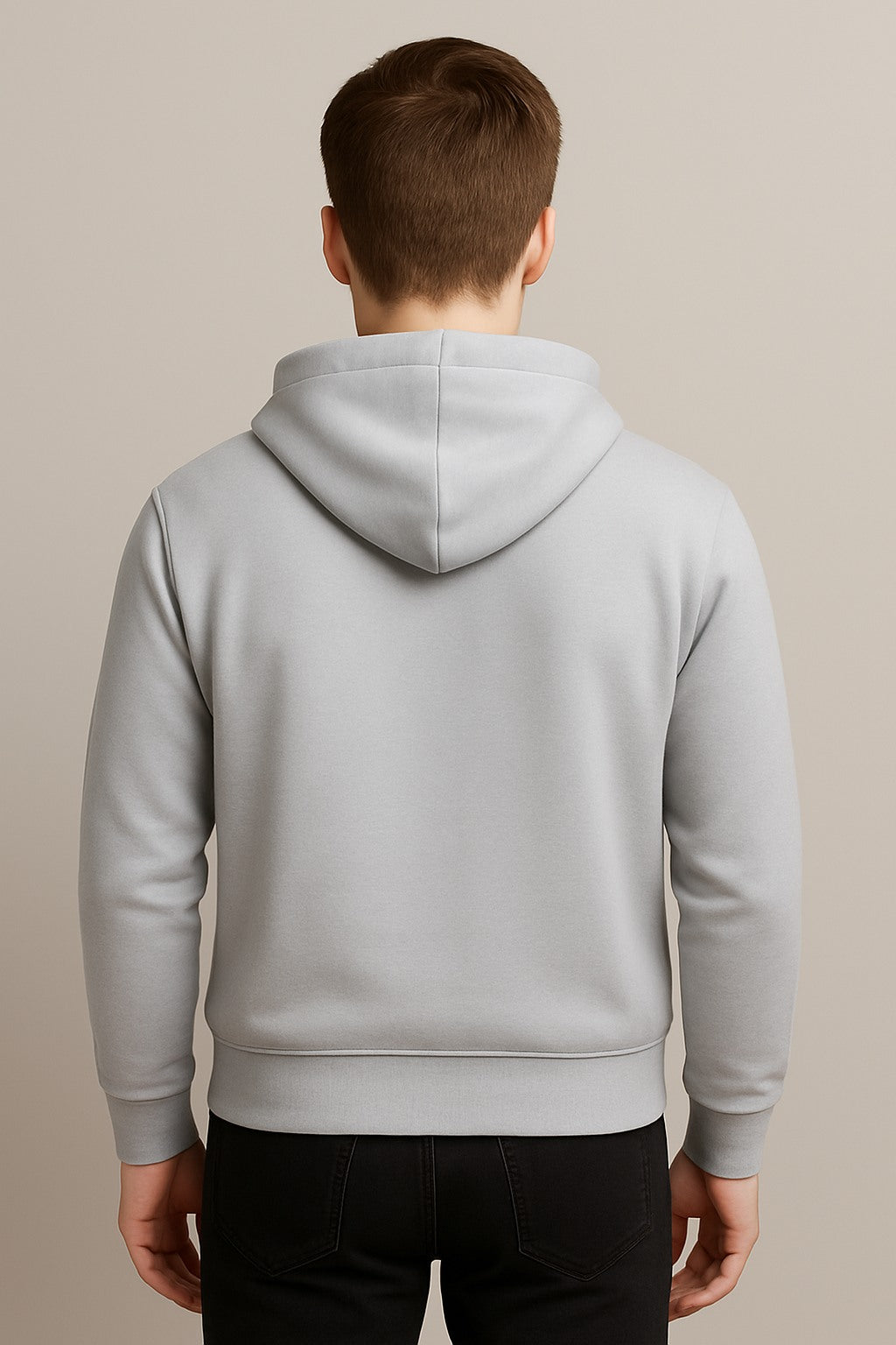 Men Hooded Long Sleeves Grey Sweatshirt