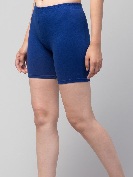 Women Solid Dark blue Mid-Rise Short