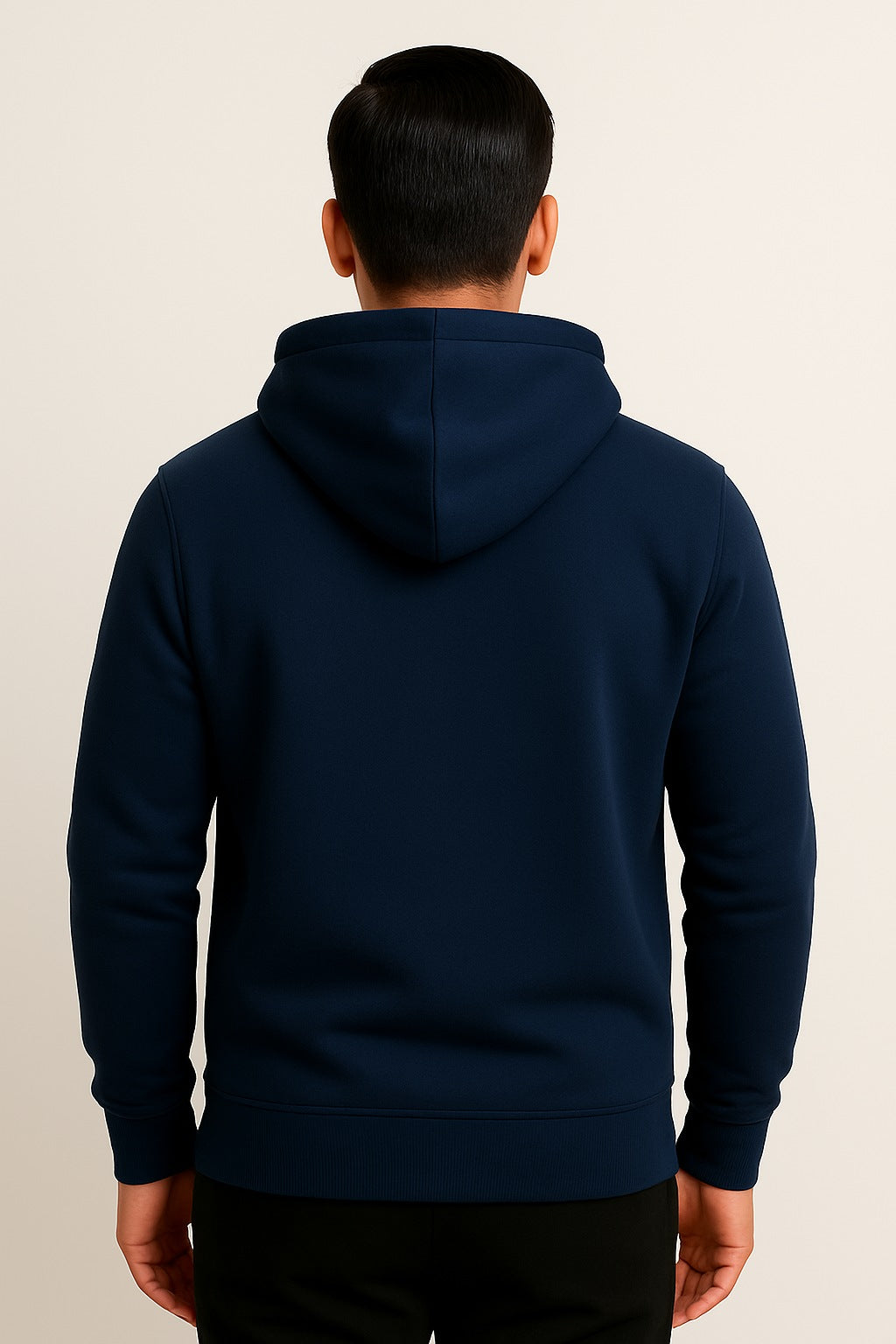 Men Hooded Long Sleeves Navy Sweatshirt