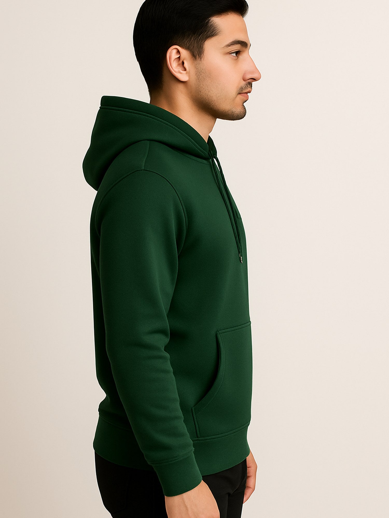 Men Hooded Long Sleeves Olive Sweatshirt