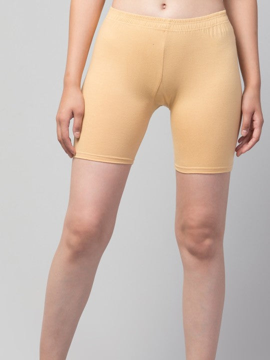 Women Solid Beige  Mid-Rise Short