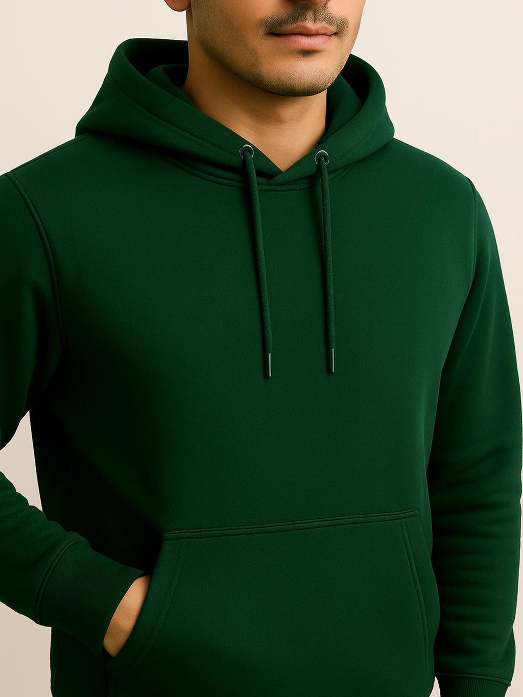 Men Hooded Long Sleeves Olive Sweatshirt