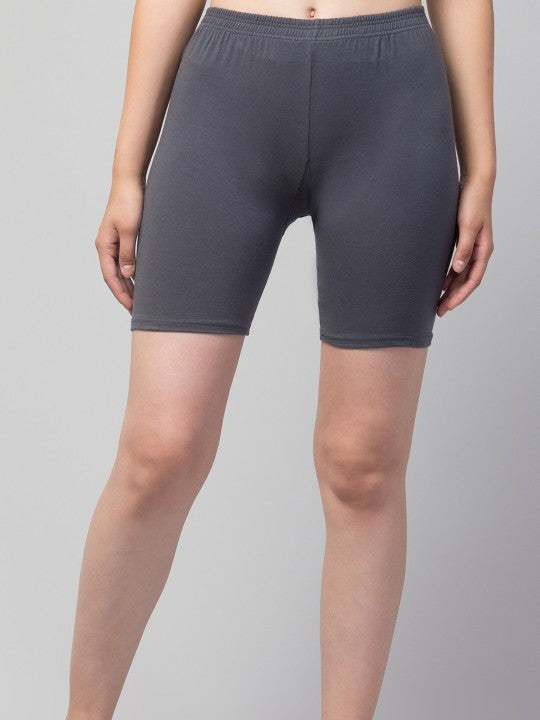 Women Solid Grey  Mid-Rise Gym Short