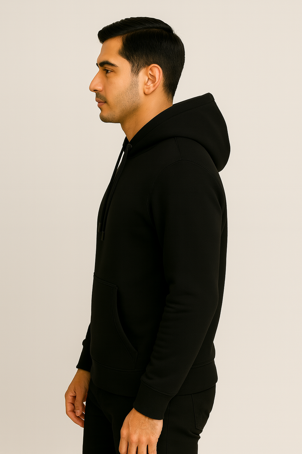 Men Hooded Long Sleeves Black Sweatshirt