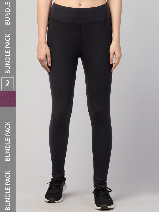 Women Pack Of 2 Dry-Fit High Waist Running Tights