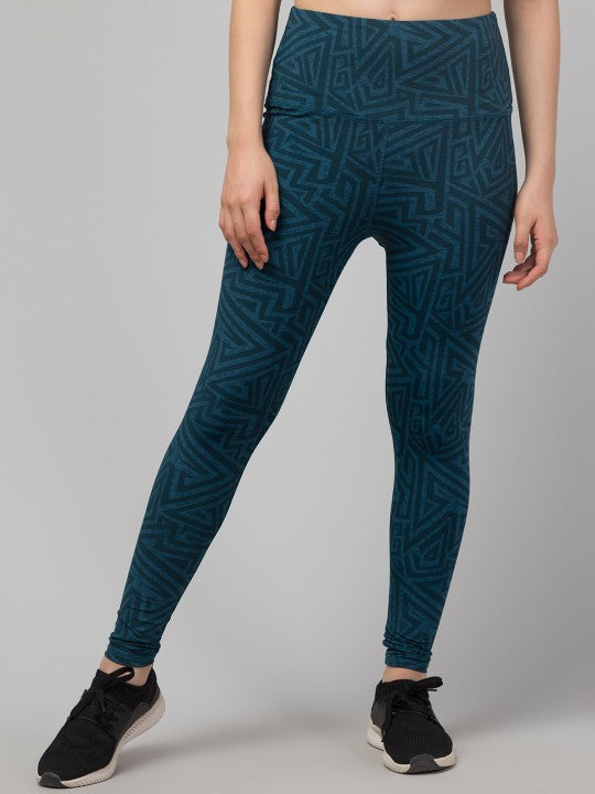 Women Pack Of 2 Printed Dry Fit Ankle Length Gym Tights