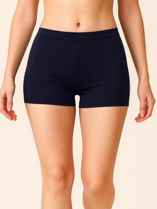 Women Combed Cotton Mid-Rise Navy  Boy Shorts Briefs
