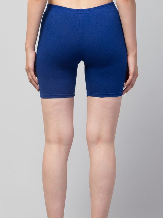 Women Solid Dark blue Mid-Rise Short