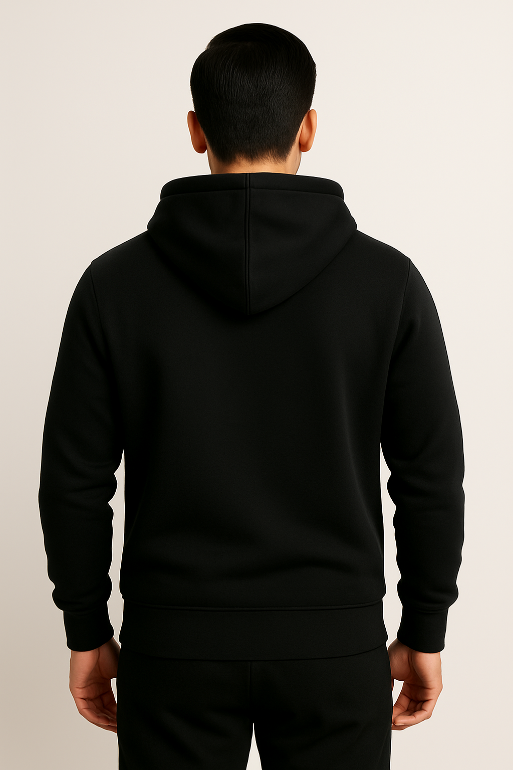 Men Hooded Long Sleeves Black Sweatshirt