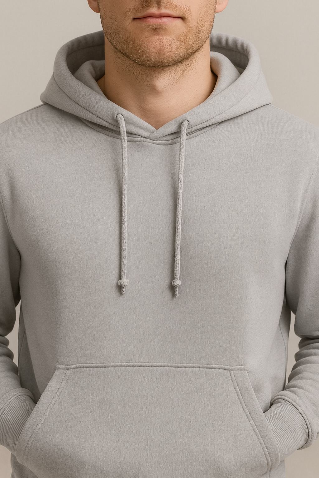 Men Hooded Long Sleeves Grey Sweatshirt