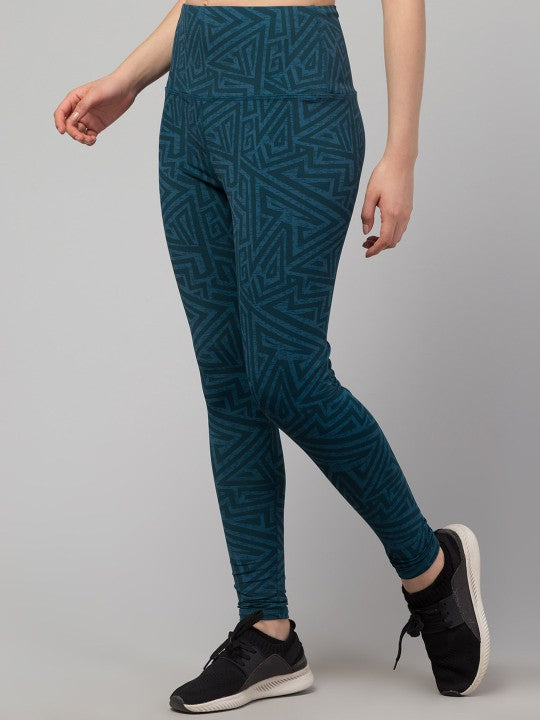 Women Pack Of 2 Printed Dry Fit Ankle Length Gym Tights
