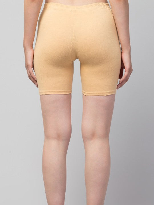 Women Solid Beige  Mid-Rise Short
