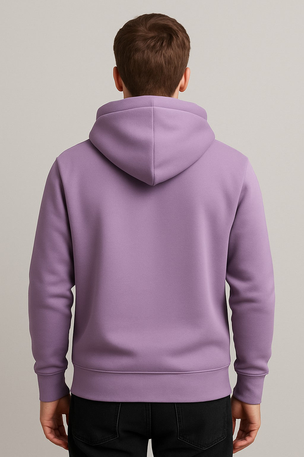 Men Hooded Long Sleeves Purple Sweatshirt