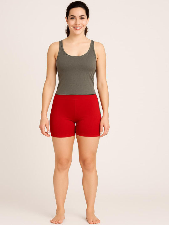 Women Combed Cotton Mid-Rise Maroon  Boy Shorts Briefs