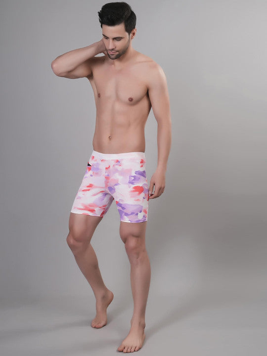 Men Printed Swim Shorts with Key Pocket