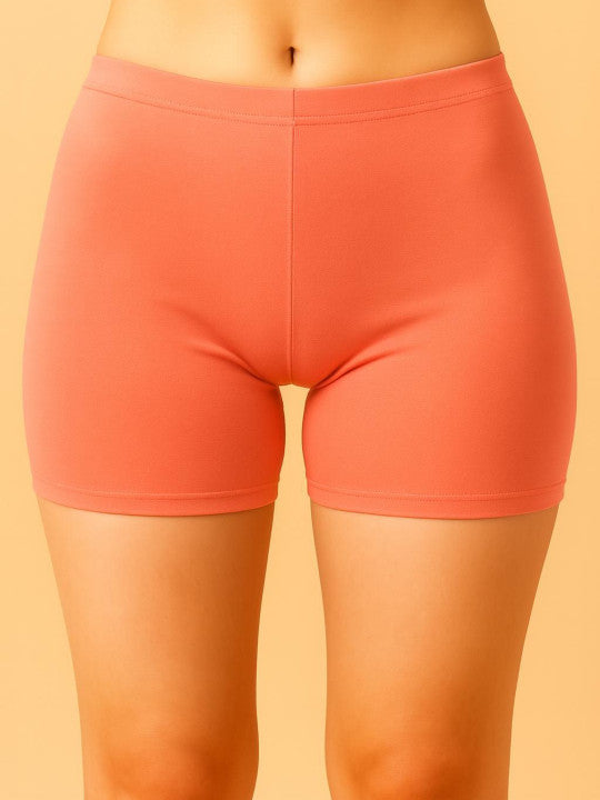 Women Combed Cotton Mid-Rise Peach  Boy Shorts Briefs
