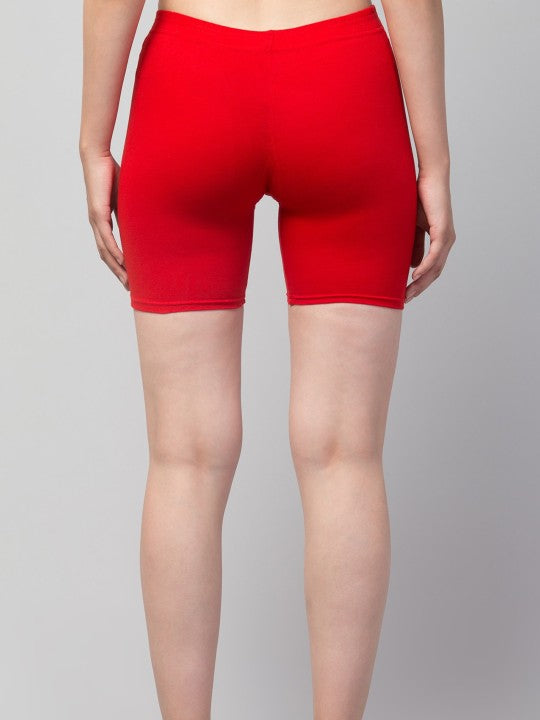 Women Solid Red   Mid-Rise Gym Short